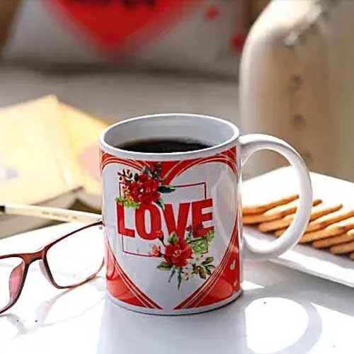 Printed Red And White Love Mug